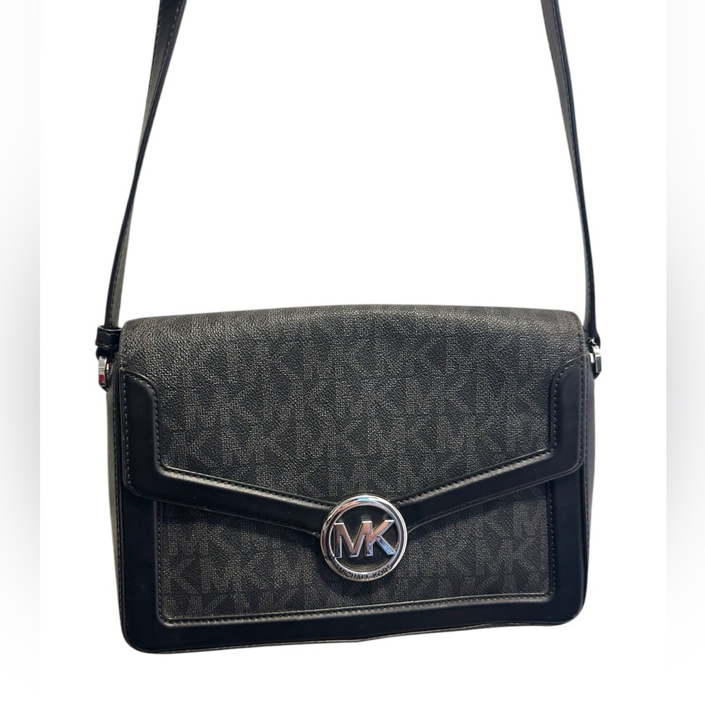 Michael Kors Jesse medium logo Black and silver Crossbody Bag - Picture 3 of 9